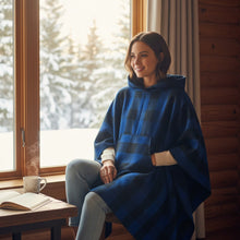 Load image into Gallery viewer, 75% Wool Buffalo Check Hooded Blanket Poncho
