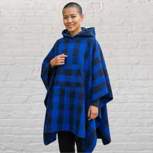 Load image into Gallery viewer, 75% Wool Buffalo Check Hooded Blanket Poncho