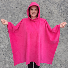 Load image into Gallery viewer, Bright Pink Fleece Hooded Blanket Poncho Scout Guide Camp Blanket Poncho
