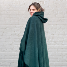 Load image into Gallery viewer, Green Fleece Hooded Blanket Poncho Scout Guide Camp Blanket Poncho