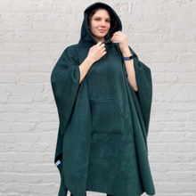 Load image into Gallery viewer, Green Fleece Hooded Blanket Poncho Scout Guide Camp Blanket Poncho