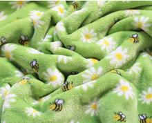 Load image into Gallery viewer, Green Flowers and Bees Fleece Hooded Blanket
