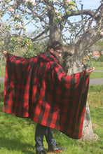 Load image into Gallery viewer, 75% Wool Buffalo Check Hooded Blanket Poncho