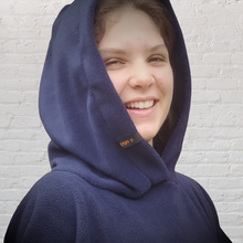 Load image into Gallery viewer, Navy Blue Fleece Hooded Blanket Scout Guide Camp Blanket Poncho