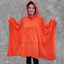 Load image into Gallery viewer, Orange Fleece Hooded Blanket Scout Guide Camp Blanket Poncho