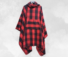 Load image into Gallery viewer, 75% Wool Buffalo Check Hooded Blanket Poncho