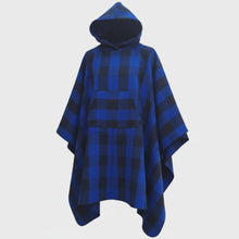 Load and play video in Gallery viewer, 75% Wool Buffalo Check Hooded Blanket Poncho