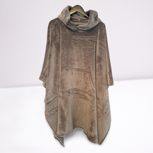 Load image into Gallery viewer, Dark Grey Thermal Hooded Fleece Blanket Poncho (Tog 1.7)