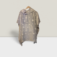 Load image into Gallery viewer, Light grey hooded blanket with glow in the dark stars and pocket