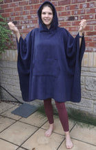 Load image into Gallery viewer, Navy Blue Fleece Hooded Blanket Scout Guide Camp Blanket Poncho