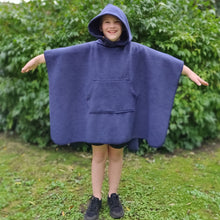 Load image into Gallery viewer, Navy Blue Fleece Hooded Blanket Scout Guide Camp Blanket Poncho