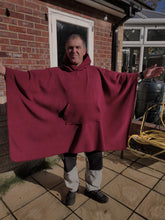 Load image into Gallery viewer, Wine Red Hooded Fleece Blanket Scout Guide Camp Blanket Poncho