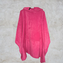 Load image into Gallery viewer, Bright Pink Fleece Hooded Blanket Poncho Scout Guide Camp Blanket Poncho