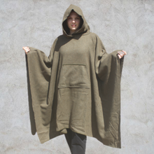 Load image into Gallery viewer, Traditional Army Surplus Olive Green Wool Hooded Blanket Poncho