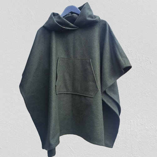 Traditional Army Surplus 75% Wool Green Hooded Blanket Poncho