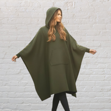 Load image into Gallery viewer, Traditional Army Surplus 75% Wool Green Hooded Blanket Poncho
