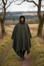 Load image into Gallery viewer, Traditional Army Surplus 75% Wool Green Hooded Blanket Poncho
