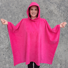 Load image into Gallery viewer, Bright Pink Fleece Hooded Blanket Poncho Scout Guide Camp Blanket Poncho
