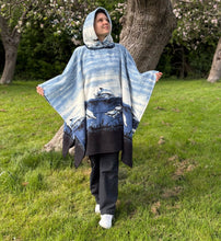Load image into Gallery viewer, Dolphin Design Fleece Hooded Blanket Poncho
