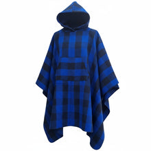 Load image into Gallery viewer, 75% Wool Buffalo Check Hooded Blanket Poncho
