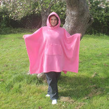 Load image into Gallery viewer, Soft Pink Fleece Hooded Blanket Poncho Scout Guide Camp Blanket Poncho
