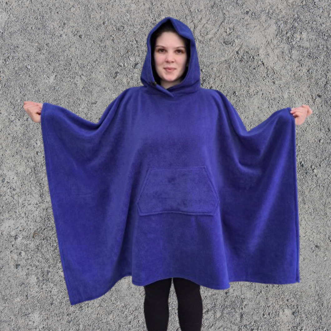 Royal Blue Fleece Hooded Blanket Poncho Scout Guide Camp Blanket Poncho