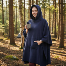 Load image into Gallery viewer, Navy Blue Fleece Hooded Blanket Scout Guide Camp Blanket Poncho
