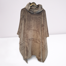 Load image into Gallery viewer, Dark Grey Thermal Hooded Fleece Blanket Poncho (Tog 1.7)
