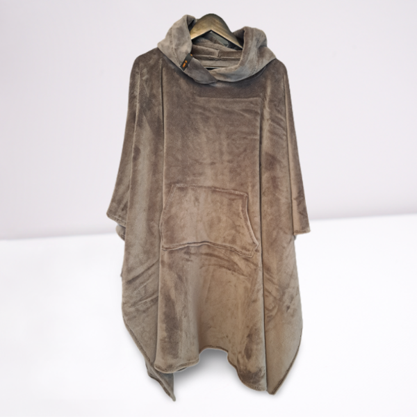 Dark Grey Thermal Hooded Fleece Blanket Poncho (Tog 1.7)