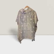 Load image into Gallery viewer, Light grey hooded blanket with glow in the dark stars and pocket

