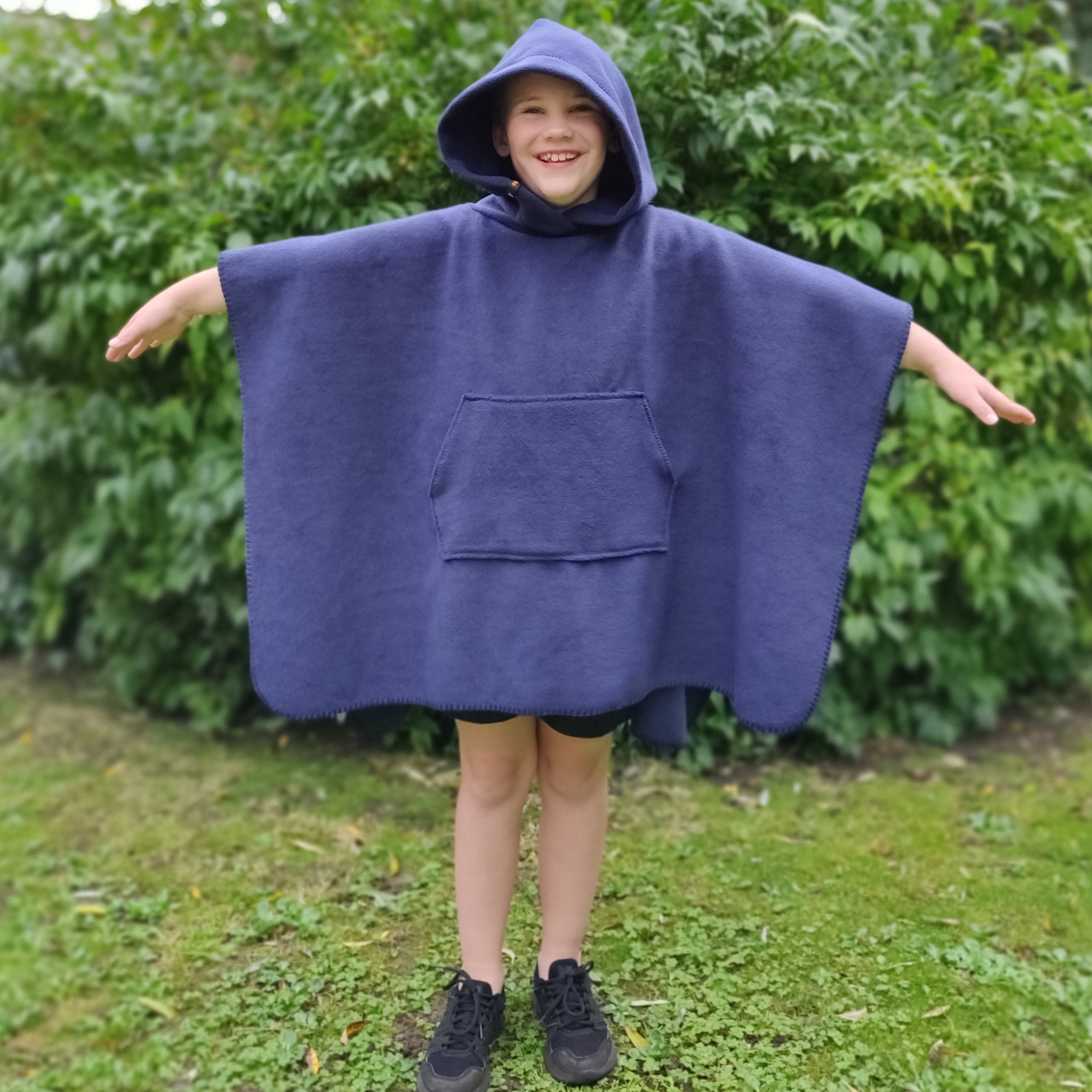 Navy Blue Fleece Hooded Blanket Scout Guide Camp Blanket Poncho