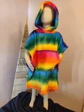 Load image into Gallery viewer, Extra Long Rainbow Fleece Hooded Blanket Poncho
