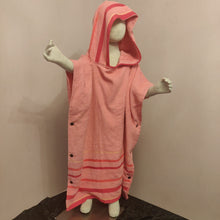 Load image into Gallery viewer, Limited Edition Pink Striped Hooded Towelling Robe
