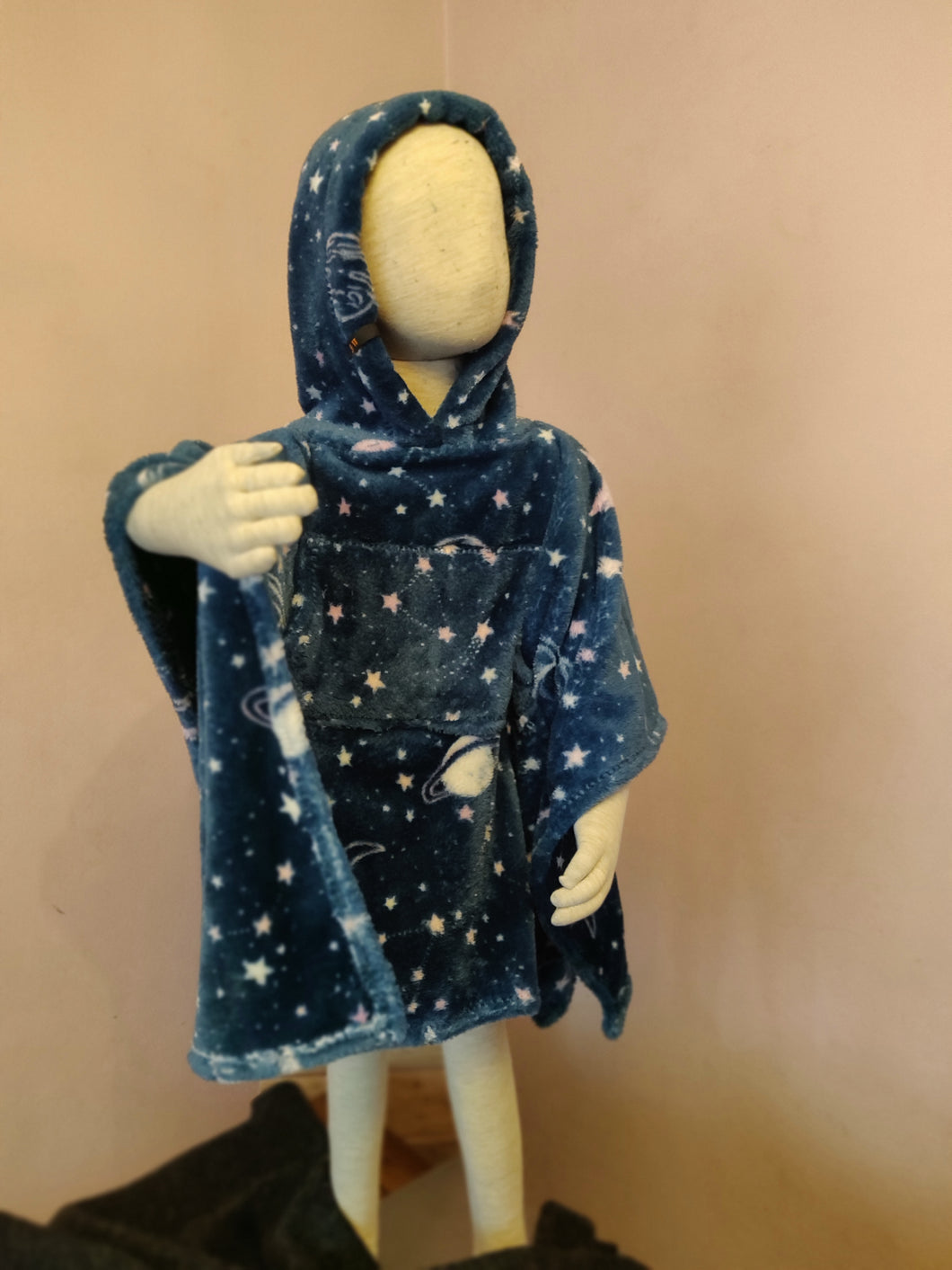 Space Themed Hooded Fleece Blanket Poncho
