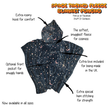 Load image into Gallery viewer, Space Themed Hooded Fleece Blanket Poncho

