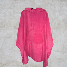 Load image into Gallery viewer, Bright Pink Fleece Hooded Blanket Poncho Scout Guide Camp Blanket Poncho
