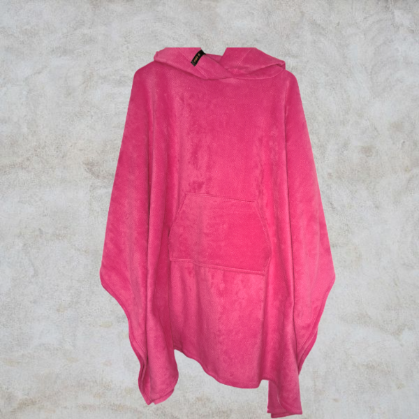 Bright Pink Fleece Hooded Blanket Poncho Scout Guide Camp Blanket Poncho