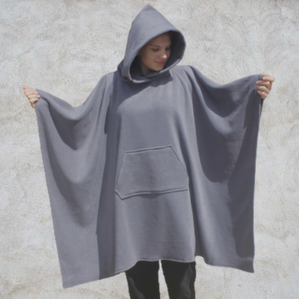 Mid Grey Fleece Hooded Blanket Scout Guide Camp Blanket Poncho