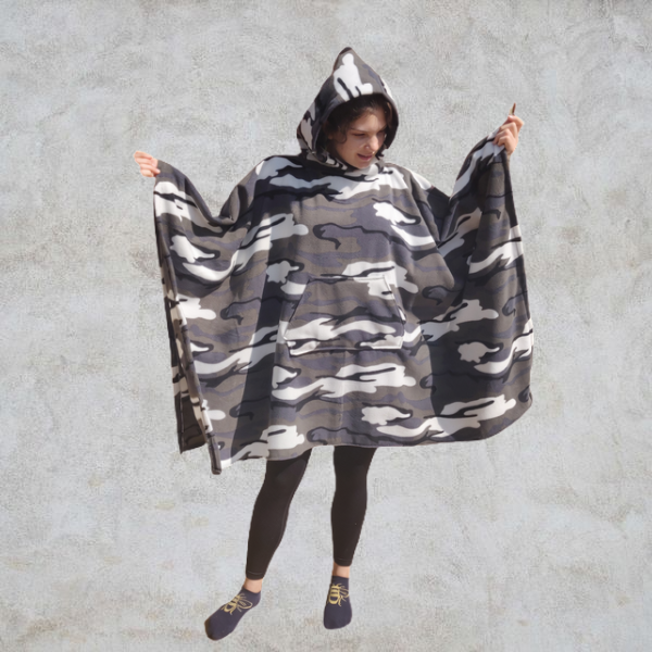 Arctic Camouflage Hooded Blanket Camp Blanket