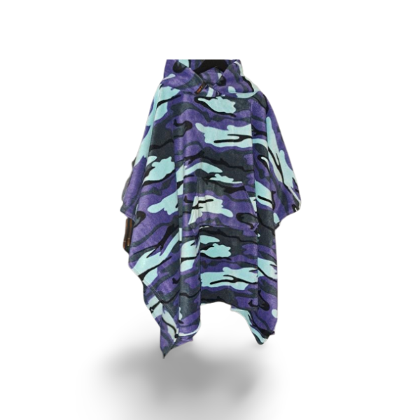Purple Camouflage Hooded Fleece Blanket Scout Guide Camp Blanket Poncho