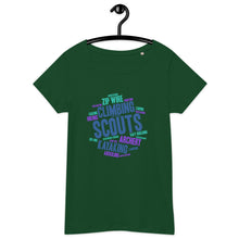 Load image into Gallery viewer, Women’s Scout Wordcloud organic t-shirt
